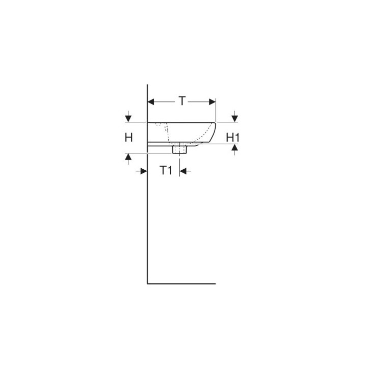 Geberit Selnova Square Umywalka kompaktowa, B50cm, H17cm, T42cm, z przelewem, z otworem na baterię