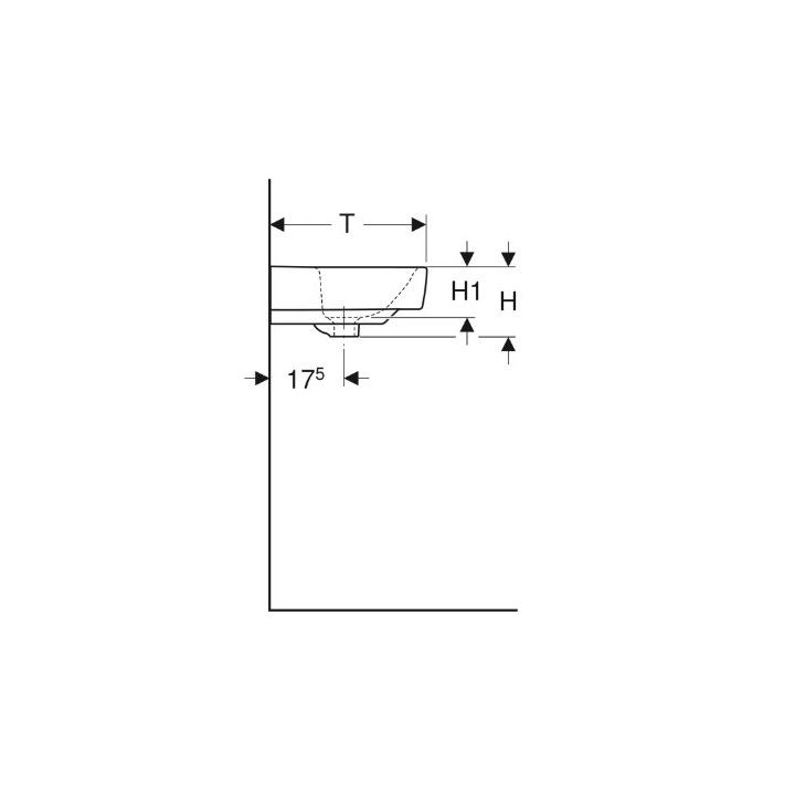 Geberit Selnova Compact Umywalka, B65cm, H17.5cm, T40cm, z przelewem, z otworem na baterię