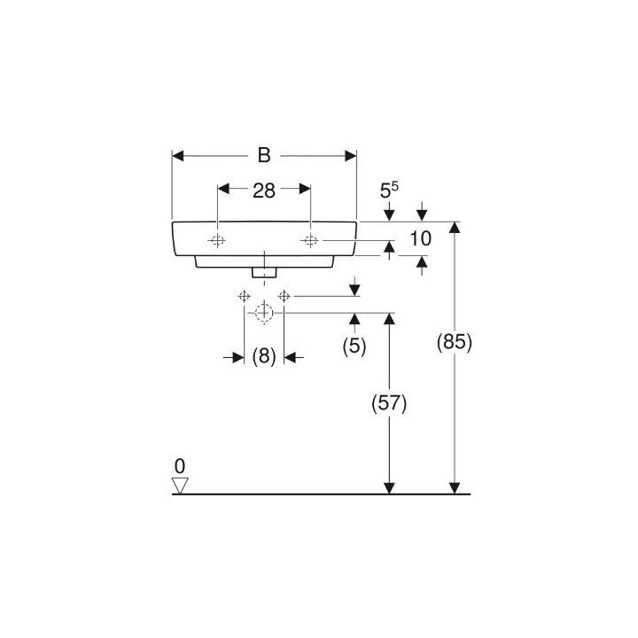 Geberit Selnova Compact Umywalka, B65cm, H17.5cm, T40cm, z przelewem, bez otworu na baterię
