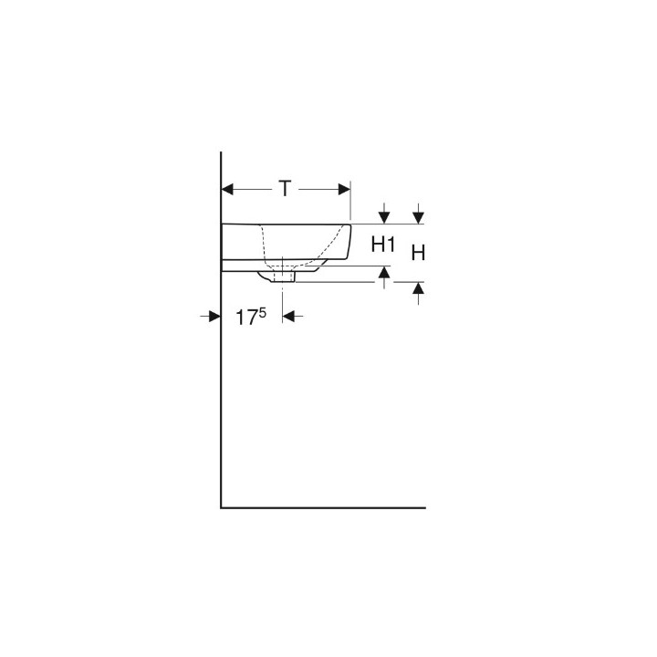 Geberit Selnova Compact Umywalka, B65cm, H17.5cm, T40cm, z przelewem, bez otworu na baterię