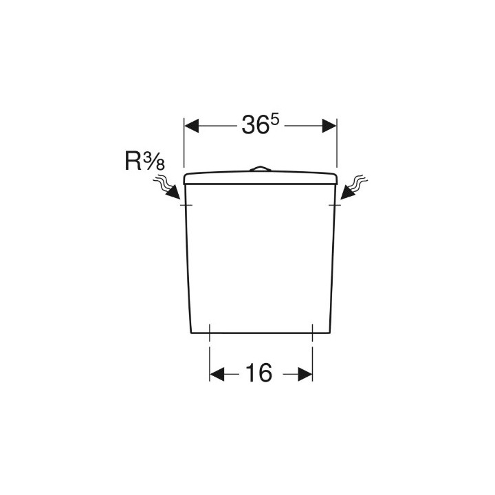 Geberit Selnova Spłuczka nasadzana, B36.5cm, H39cm, T16.5cm, spłukiwanie dwudzielne, przyłącze wody z boku