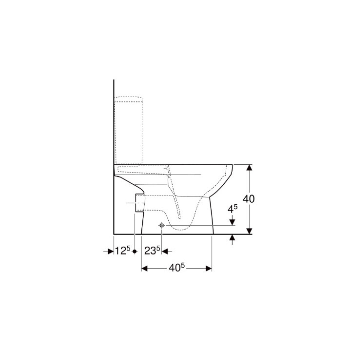 Geberit Selnova Square Stojąca miska WC do spłuczki nasadzanej, lejowa, B35cm, H40cm, T68cm, częściowo ukryte mocowania, odpływ 