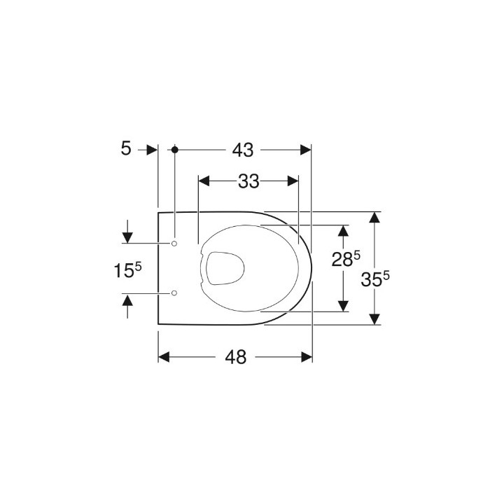Geberit Selnova Compact Wisząca miska WC, lejowa, B35.5cm, H34cm, T48cm, krótka, Rimfree