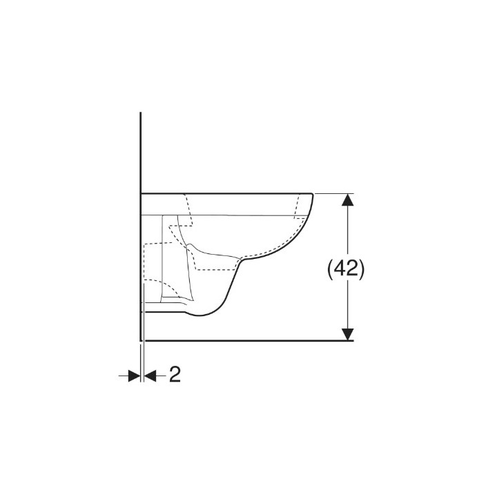 Geberit Selnova Compact Wisząca miska WC, lejowa, B36cm, H34cm, T48cm, krótka, kształt geometryczny