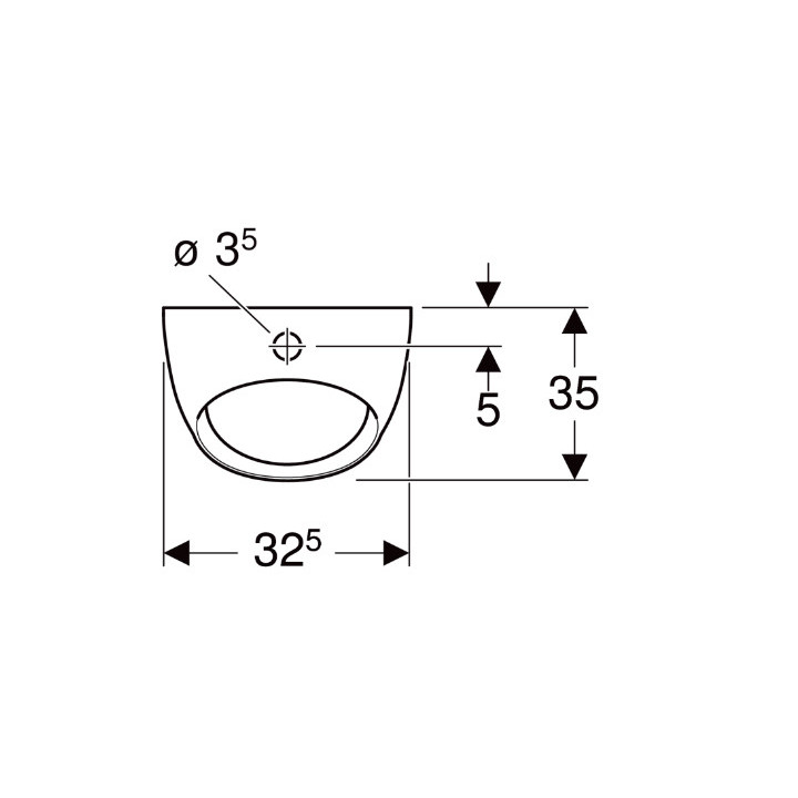 Geberit Selnova Pico Pisuar, B32.5cm, H45cm, T35cm, dopływ u góry, odpływ w dół