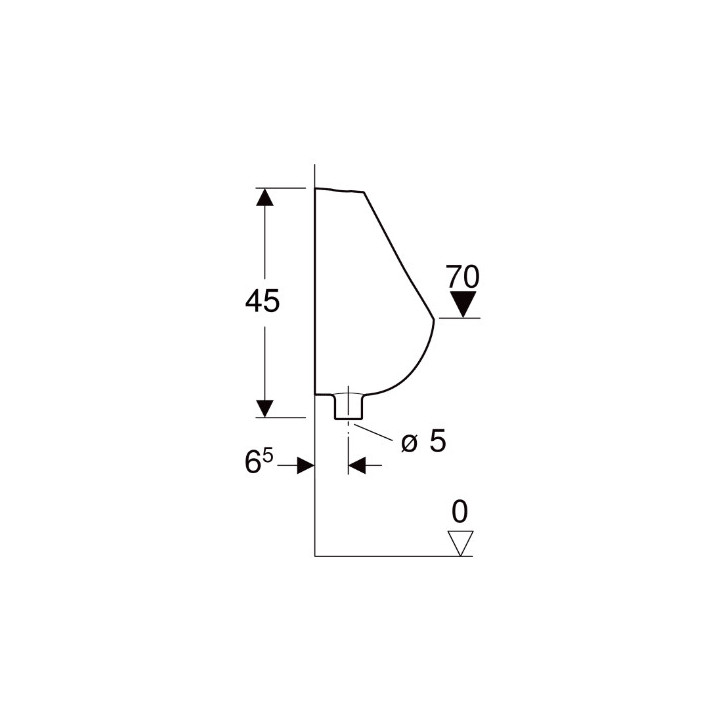 Geberit Selnova Pico Pisuar, B32.5cm, H45cm, T35cm, dopływ u góry, odpływ w dół
