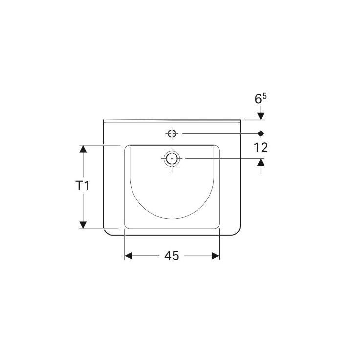 Geberit Selnova Comfort  Umywalka, B55cm, H15.5cm, T52.5cm, bez przelewu, z otworem na baterię