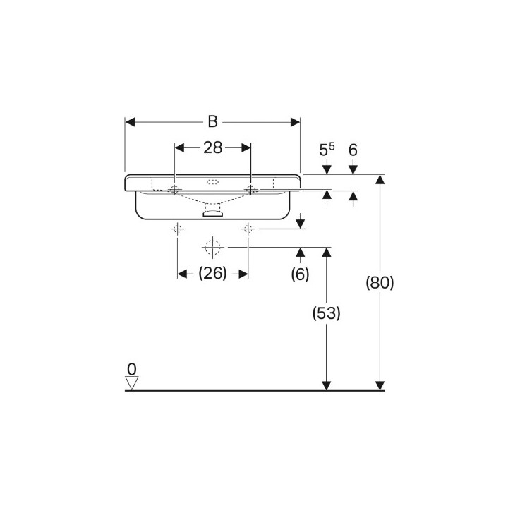 Geberit Selnova Comfort  Umywalka, B65cm, H15.5cm, T55cm, bez przelewu, z otworem na baterię