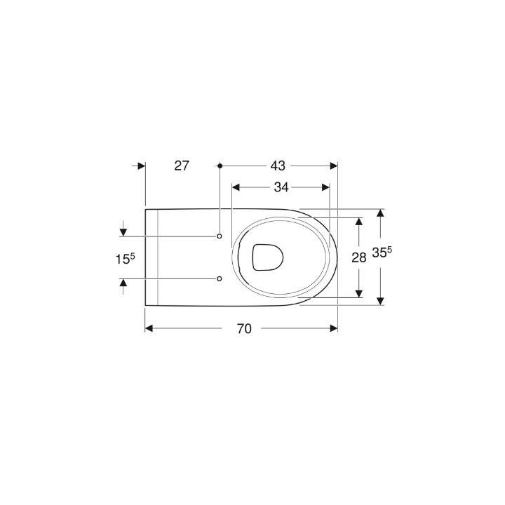 Geberit Selnova Comfort Wisząca miska WC, lejowa, B35.5cm, H34.5cm, T70cm, długa, częściowo ukryte mocowania, Rimfree