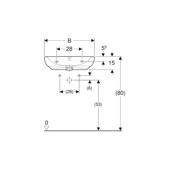 Geberit Selnova Comfort  Umywalka, 55x15x55cm, bez przelewu, z otworem na baterię
