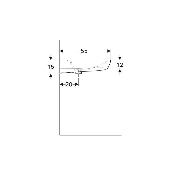 Geberit Selnova Comfort Umywalka, 60x15x55cm, bez przelewu, z otworem na baterię