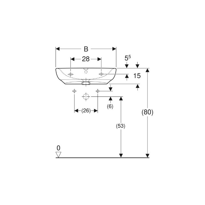Geberit Selnova Comfort Umywalka, 60x15x55cm, bez przelewu, bez otworu na baterię