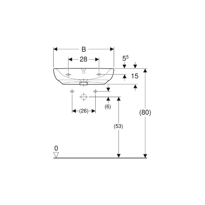 Geberit Selnova Comfort  Umywalka, 60x15x55cm, bez przelewu, z otworem na baterię