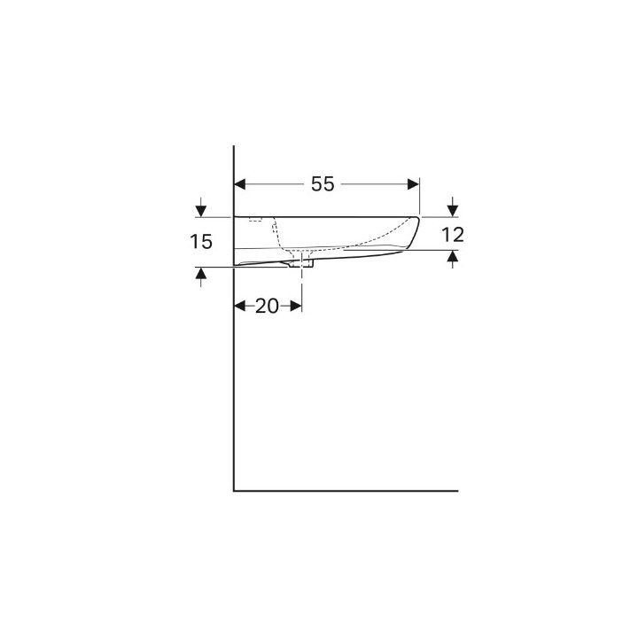 Geberit Selnova Comfort  Umywalka, 60x15x55cm, bez przelewu, z otworem na baterię