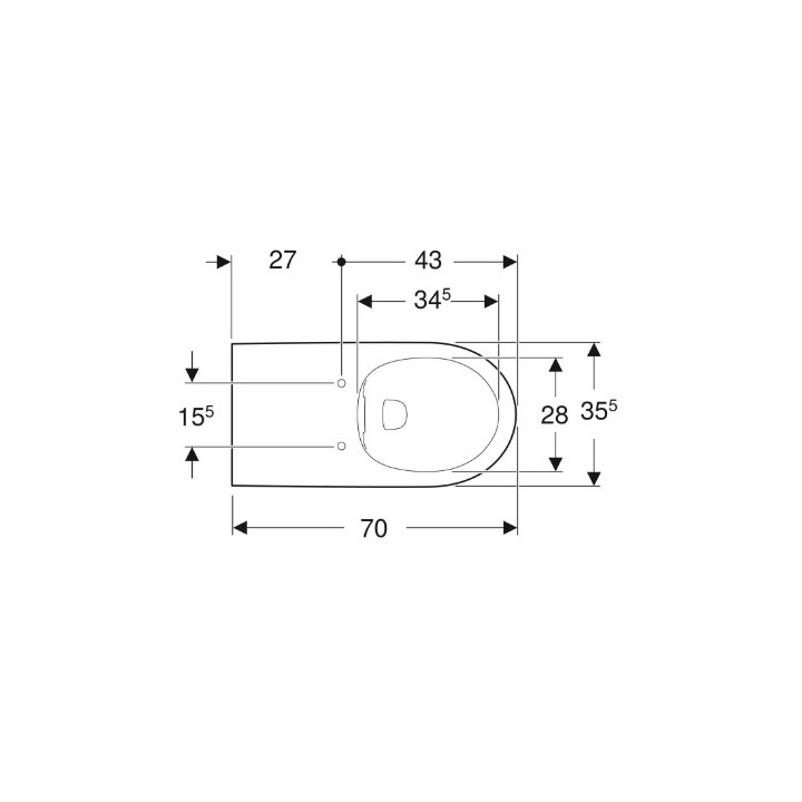 Geberit Selnova Comfort Wisząca miska WC, lejowa, 35.5x34x70cm, długa, Rimfree