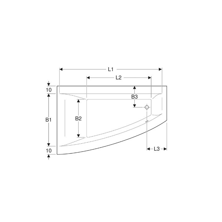 SELNOVA SQUARE wanna asymetryczna 170x105 cm, odpływ z prawej strony - biała