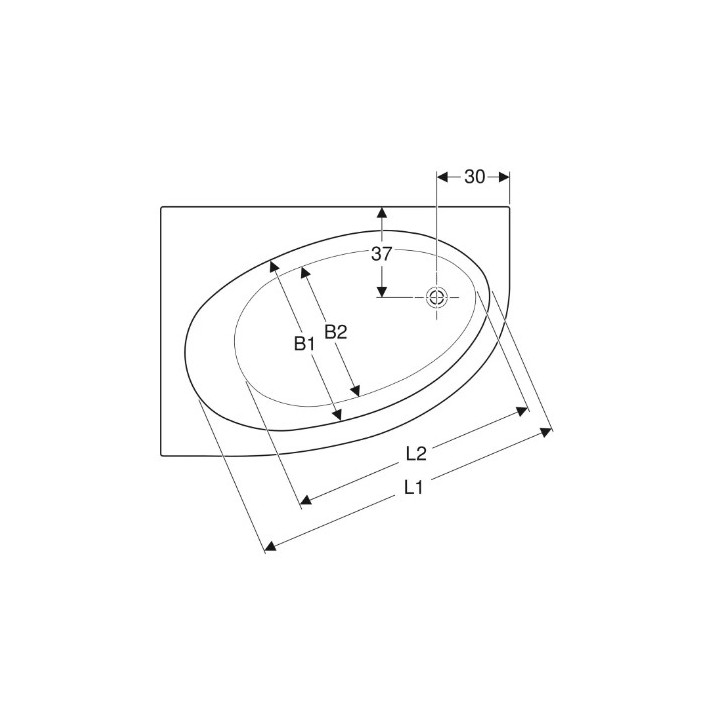 SELNOVA wanna asymetryczna 140x100 cm, odpływ z prawej strony - biała