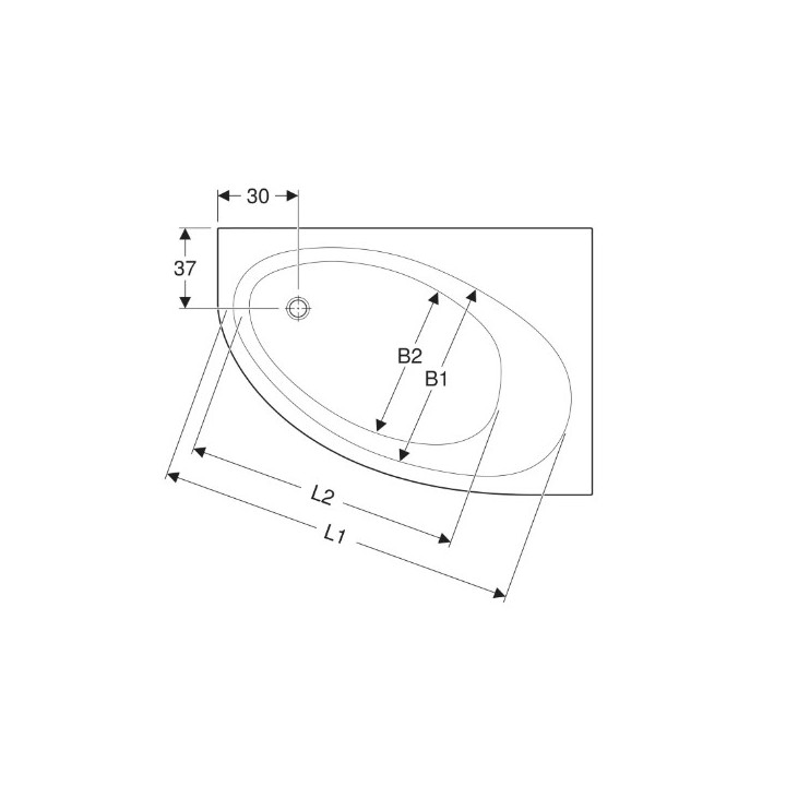 SELNOVA wanna asymetryczna 140x100 cm, odpływ z lewej strony - biała