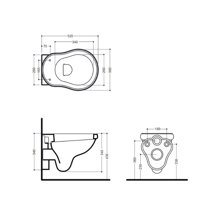 Kerasan Retro miska WC wisząca - czarna