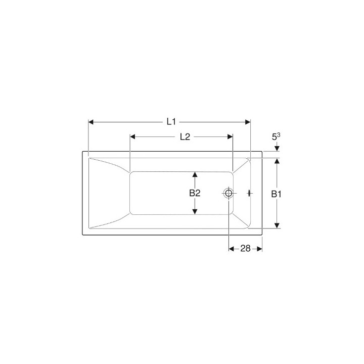 SELNOVA SQUARE wanna prostokątna 140x70 cm - biała