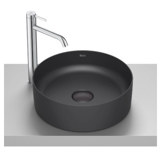 TERRA Umywalka nablatowa okrągła 39 cm Fineceramic® CZARNY MAT