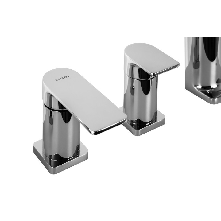 Bateria wannowa otworowa Corsan Trino chromowana