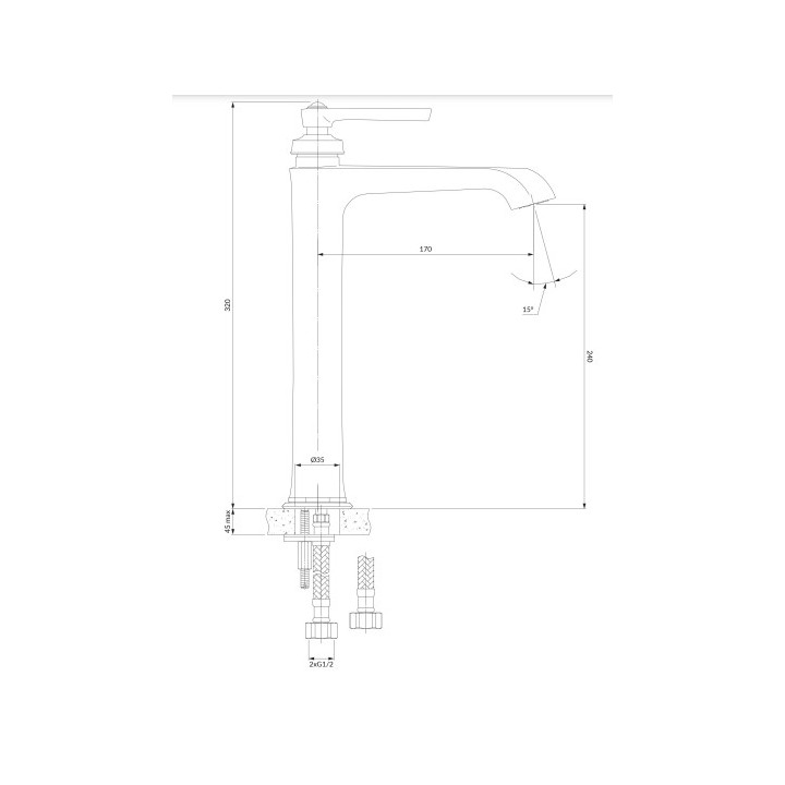 ARMANCE bateria umywalkowa wysoka, 32 cm 