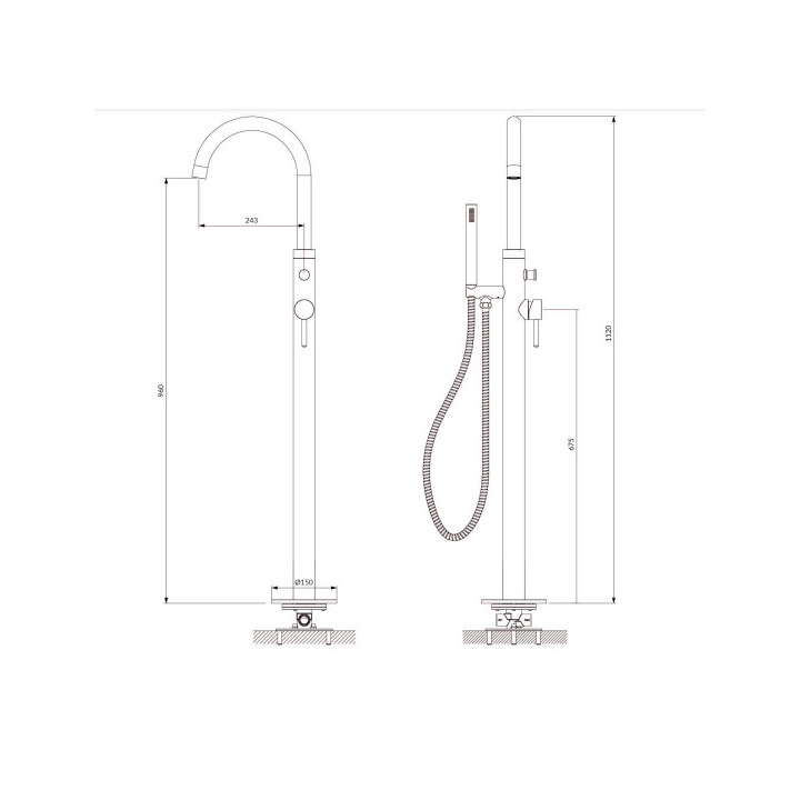 Y bateria wannowa wolnostojąca 