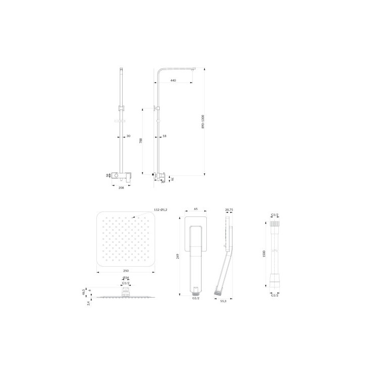 OMNIRES BARETTI system prysznicowy natynkowy