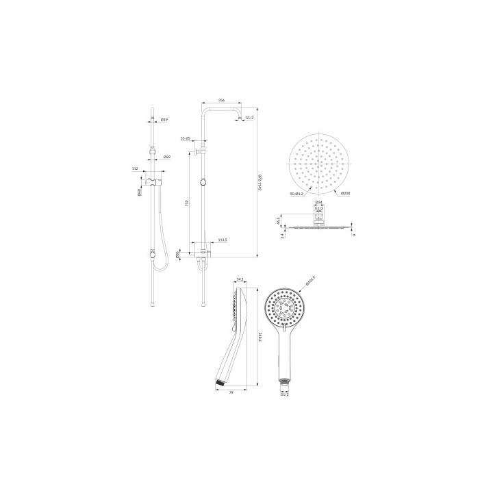 OMNIRES CALGARY kolumna prysznicowa natynkowa - chrom