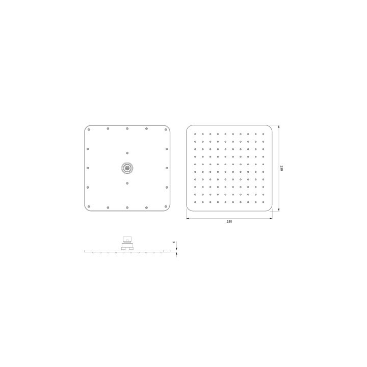 OMNIRES SLIMLINE deszczownica, 25 x 25 cm - czarny mat