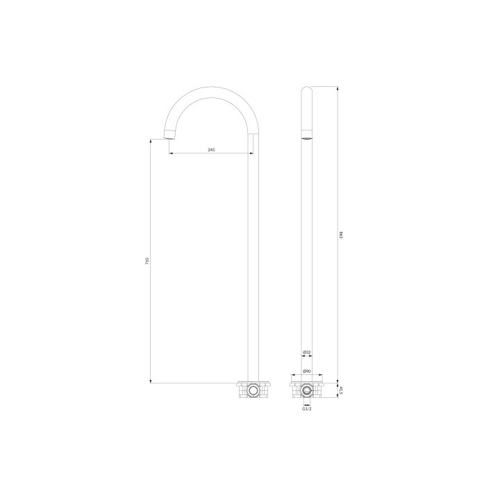 OMNIRES Y wylewka wannowa wolnostojąca - złoty