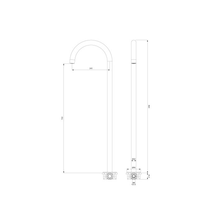 OMNIRES Y wylewka wannowa wolnostojąca - złoty szczotkowany