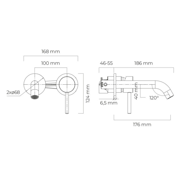 Oltens Molle bateria umywalkowa podtynkowa kompletna - czarny mat 