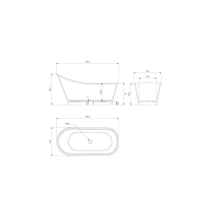 Wanna wolnostojąca OMNIRES VENEZIA M+ , 160 x 73 cm -  biały mat