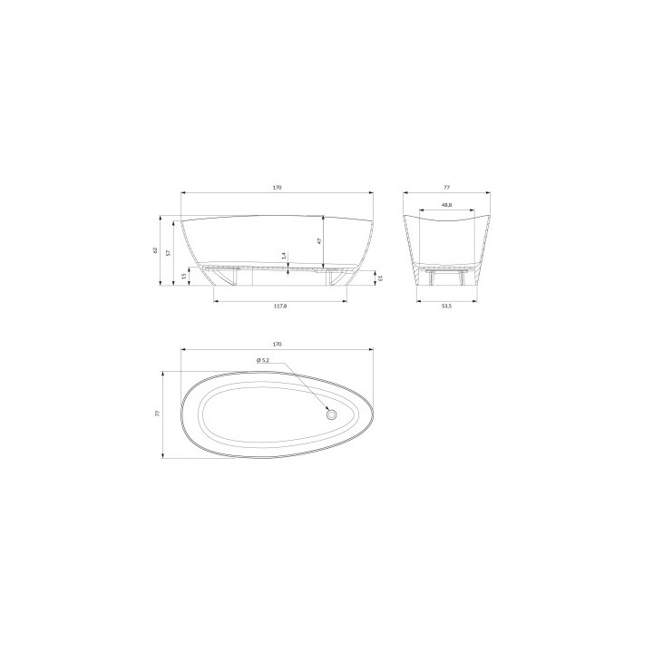 Wanna wolnostojąca OMNIRES BARCELONA M+, 170 x 77 cm - biały mat