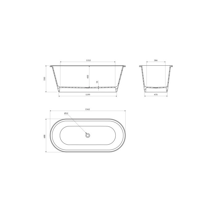 Wanna wolnostojąca OMNIRES PARIS M+, 156 x 69 cm - biały połysk