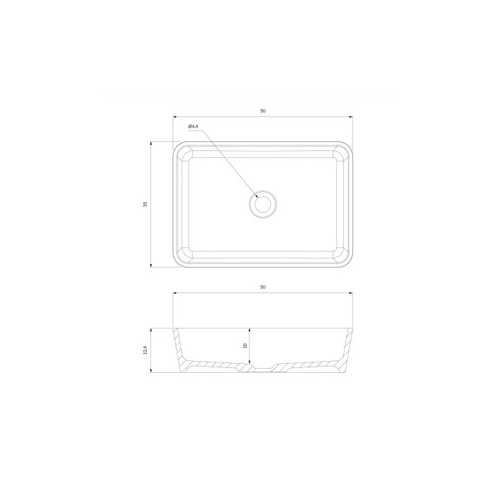  umywalka nablatowa OMNIRES PARMA M+, 50 x 35 cm - biały / szary połysk