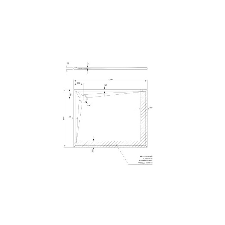 Brodzik prysznicowy OMNIRES STONE prostokątny ze strukturą kamienia, 80x120cm  - czarny mat