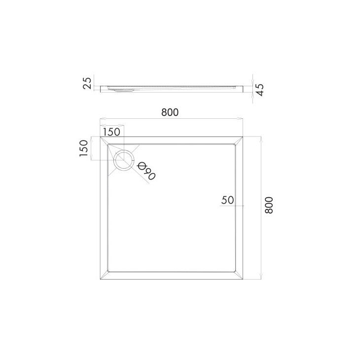  akrylowy brodzik prysznicowy kwadratowy OMNIRES MERTON, 80x80cm - biały połysk 