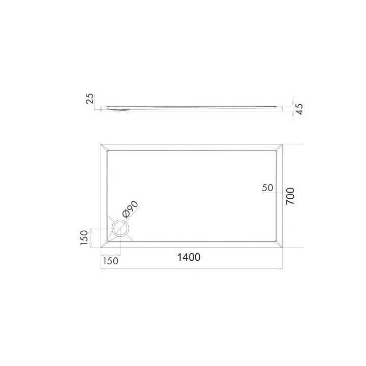 Brodzik prysznicowy akrylowy prostokątny OMNIRES MERTON, 70x140cm - biały połysk