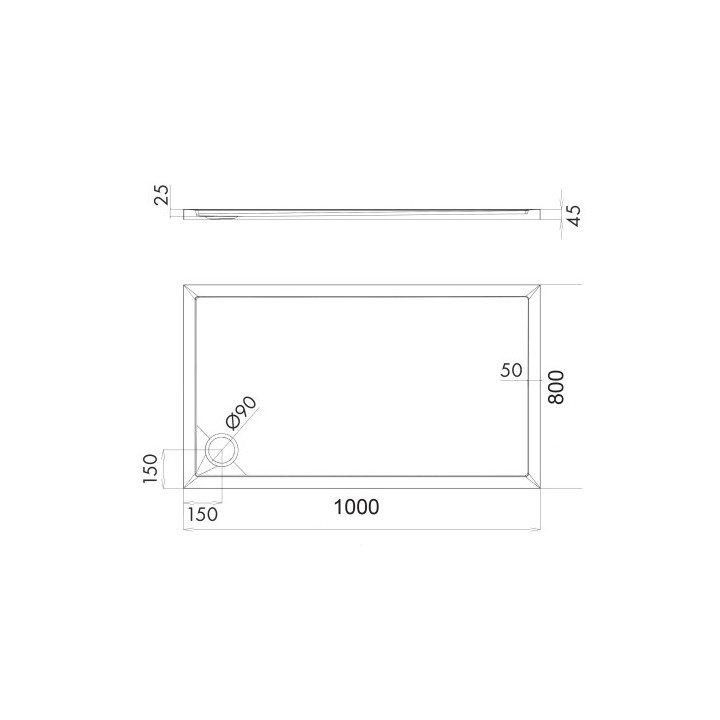 Brodzik prysznicowy akrylowy prostokątny OMNIRES MERTON, 80x100cm - biały połysk