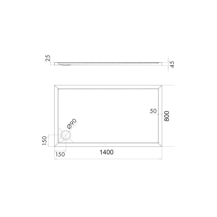 Brodzik prysznicowy akrylowy prostokątny OMNIRES MERTON, 80x140cm - biały połysk