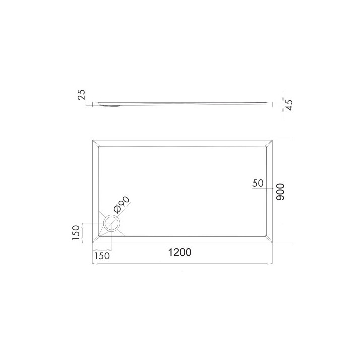 Brodzik prysznicowy akrylowy prostokątny OMNIRES MERTON, 90x120cm - biały połysk