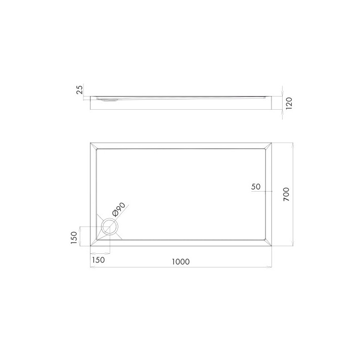 Brodzik prysznicowy akrylowy, prostokątny OMNIRES CAMDEN, 70x100cm - biały połysk