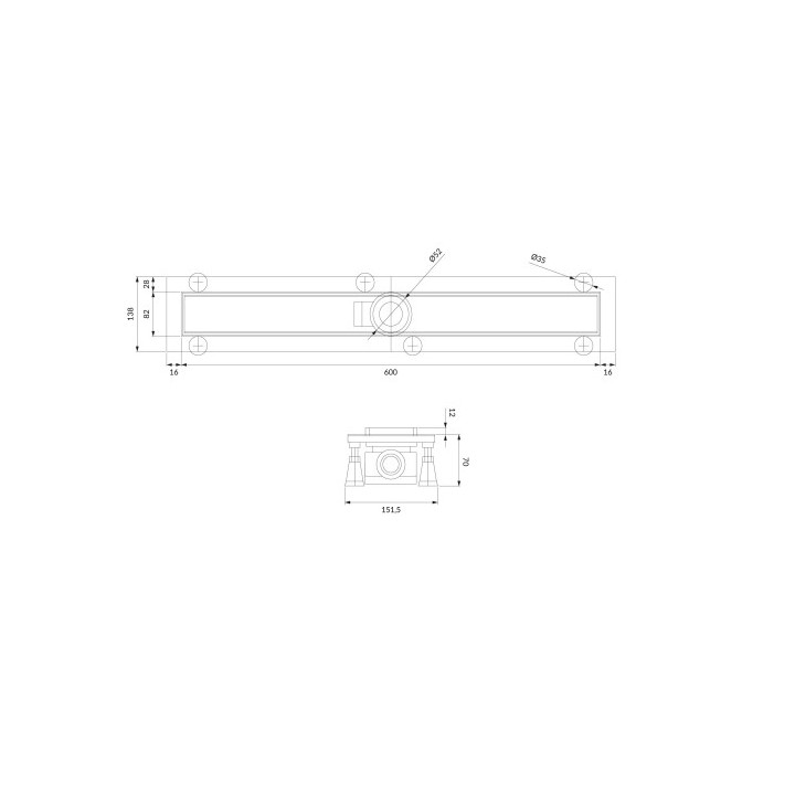 prysznicowy odpływ liniowy OMNIRES LOWFIX z maskownicą pełną, 60 cm - czarny