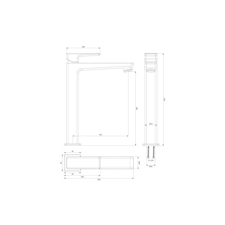 Bateria umywalkowa wysoka OMNIRES PARMA - nikiel