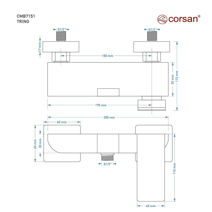 Bateria prysznicowa Corsan Trino - czarna