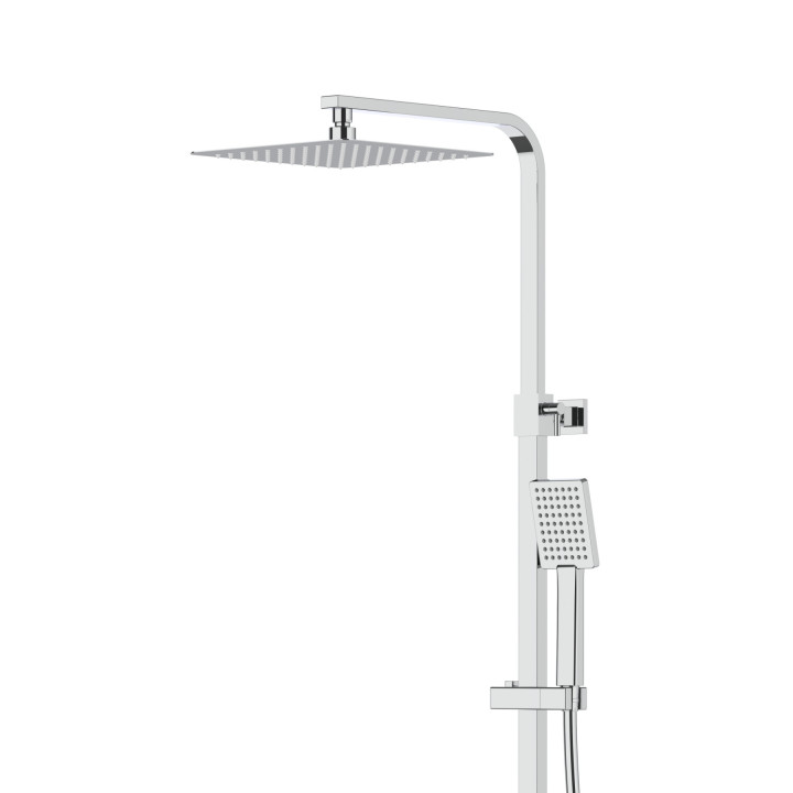 Natryskowa kolumna prysznicowa Corsan Ango chrom kwadratowa deszczownica z baterią termostatyczną i obrotową wylewką wannową