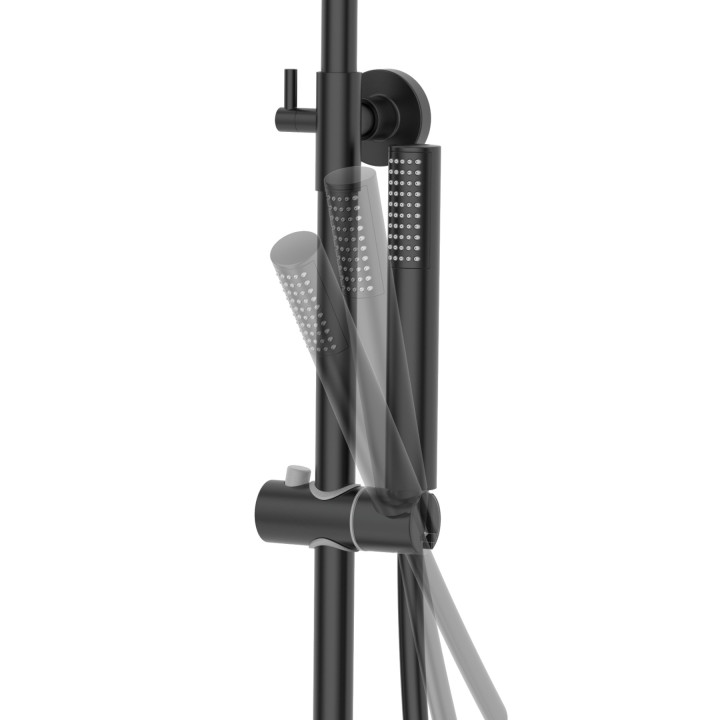 Natryskowa czarna kolumna prysznicowa Corsan Lugo okrągła deszczownica z baterią mieszaczową